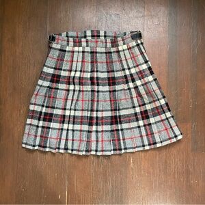 100% wool vintage plaid wrap skirt with buckle closures